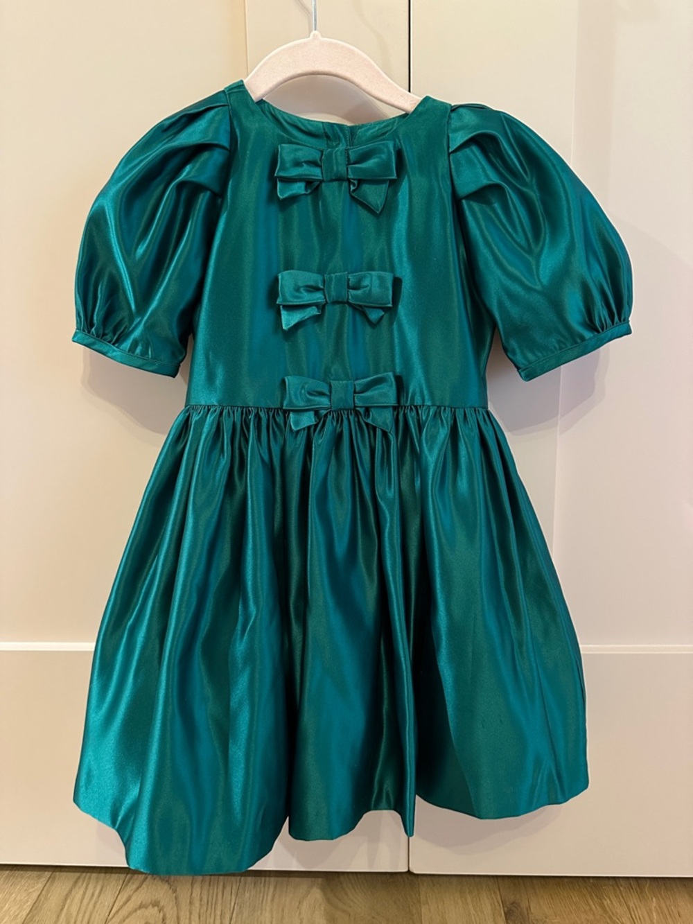 Janie and Jack Green Satin Party Dress